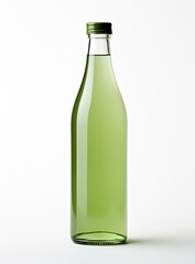 Minimalist Clear Bottle with Pale Green Liquid.