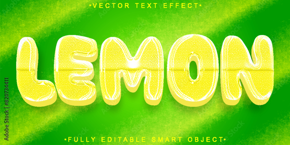 Poster yellow lemon vector fully editable smart object text effect