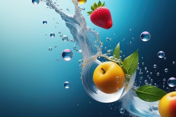 Ai frutta mista con schizzi d'acqua 01