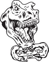 dinosaur skull head mascot plying game 