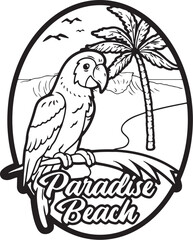 parrot on the tree in summer season silhouette 