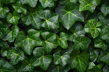 Fototapeta premium Lush Green Ivy Leaves - Nature Background, Botanical Design for Print, Card, Poster