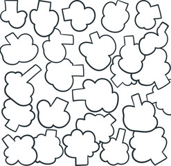 Imitation of clouds with protruding elements resembling pipes.