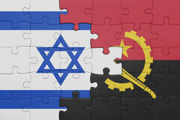 puzzle with the colourful national flag of israel and flag of angola .