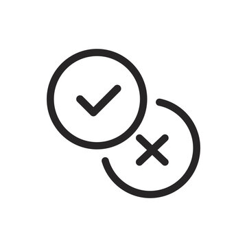 icon line true and false, correct and uncorrect