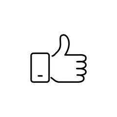 Like icon. Hand like. Thumb up. Outline love symbol. Social media sign. Seal of approval. OK sign. Like symbol. Premium quality. Achievement badge. Quality mark. Thumb icon. Human hand