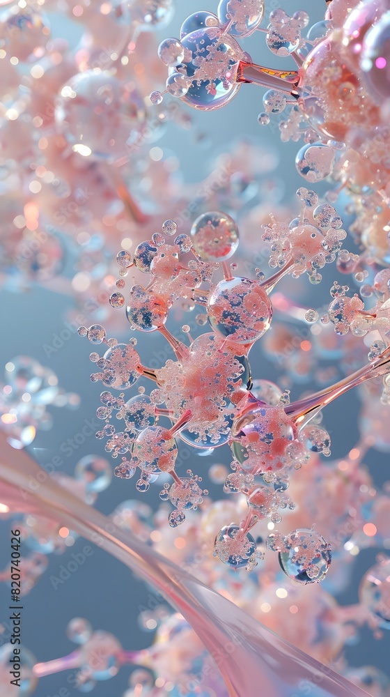 Poster pastel hued molecular structure a graceful d rendering depicting harmonious crystalline forms and