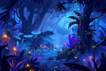 Obraz premium fairy painting jungle background