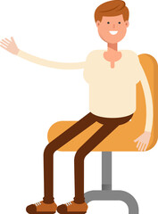 Man Character Sitting on Office Chair
