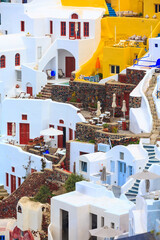 Oia, Santorini village in cyclades Island with colorful houses