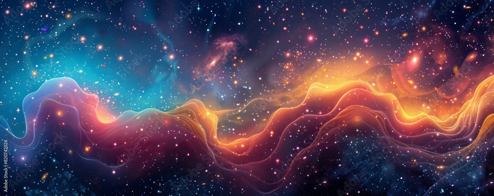 Aufkleber a celestial dreamscape where galaxies swirl in a cosmic dance, their colors and shapes creating mesm