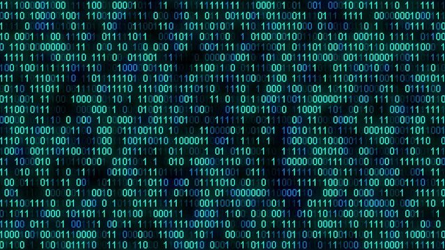 Perspective wall of binary code. Digital pattern background