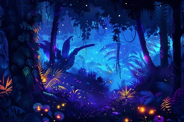 Fototapeta premium fairy painting jungle background