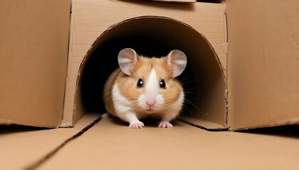 A Hamster Darting Through A Tunnel Made Of Cardboa Upscaled 3 2