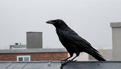 A Crow With Its Claws Gripping A Rooftop Ledge