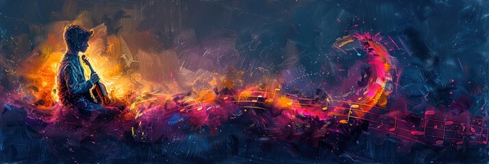 Abstract jazz music theme painting
