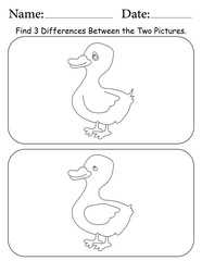 Birds Printable Activity Page for Kids. Educational Resources for School for Kids. Kids Activity Worksheet. Find Differences Between 2 Shapes