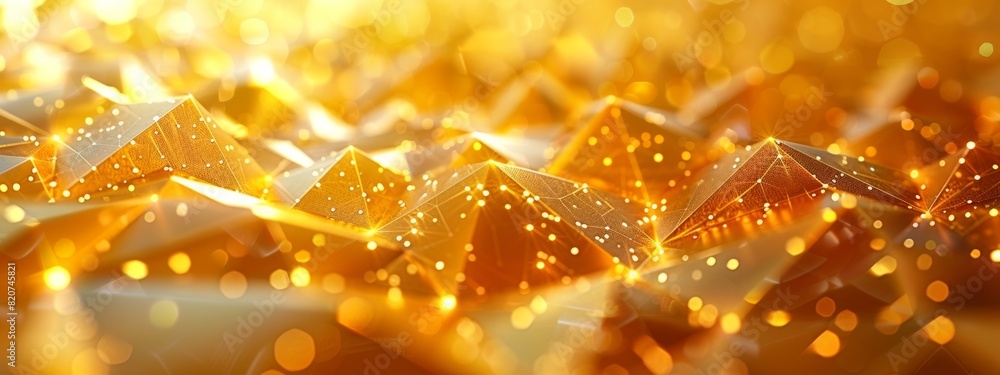 Poster abstract background created by yellow triangles lined up to form a beautiful pattern.