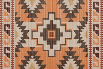 Navajo Native America South Western inspired area rugs ethnic decor style. tribal vector seamless pattern. Indian ornament Boho geometric ornament.folk.orientel. Window .blanket, rug. Woven carpet