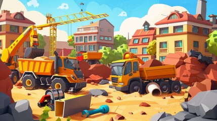 Fun cartoon city with parks and playgrounds