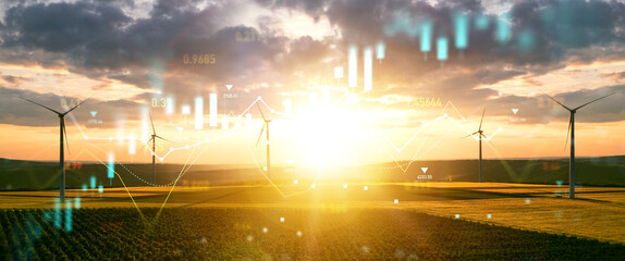 Green energy in full development.Increase in electricity prices on the world market.  © Miha Creative