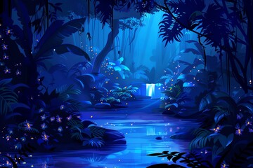 Fototapeta premium Glowing Jungle Nightscape background