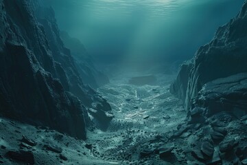 an underwater view of rocks and water