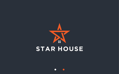 house with stars logo design vector silhouette illustration