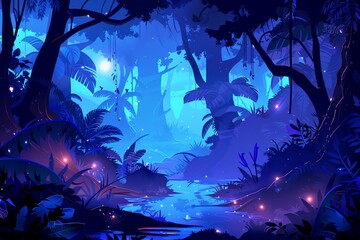 Fototapeta premium Glowing Jungle Nightscape background