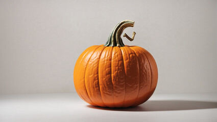 pumpkin is orange and has a green stem on white background - Powered by Adobe