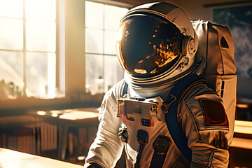 Student Astronaut Inside School Classroom Ship Hopeful Aspiring Future Career Job Occupation Concept