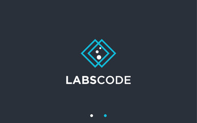code with laboratory logo design vector silhouette illustration