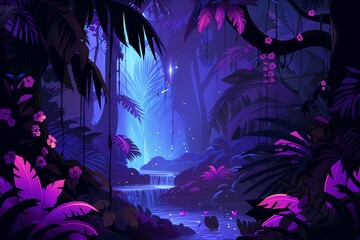 Fototapeta premium Glowing Jungle Nightscape background