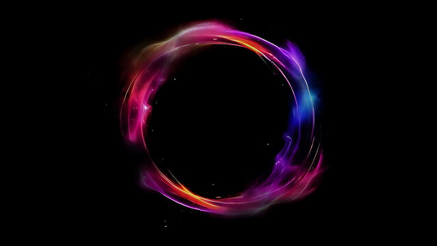 Abstract neon energy sphere with particles and waves, glowing purple and pink flames, and sparks on a dark background. A mesmerizing loop frame created using generative AI