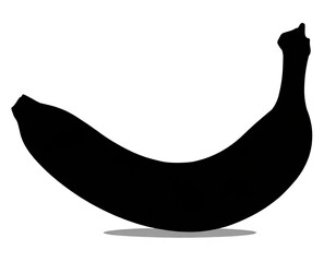 Banane schwarze Silhouette isoliert auf weißen Hintergrund, Freisteller 