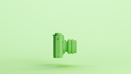 Green camera lens retro style nostalgia soft tones mint background 3d illustration render digital rendering