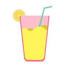 a glass of fresh lemon to cool down in summer. summer drink illustration