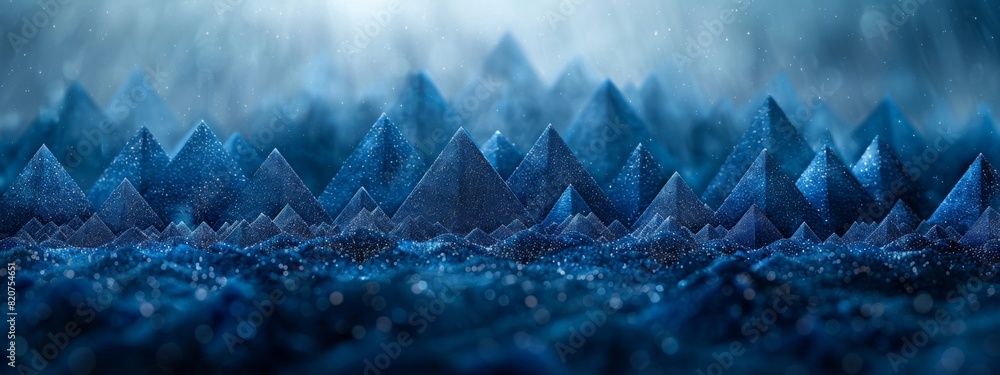 Poster abstract background created by blue triangles lined up to form a beautiful pattern.