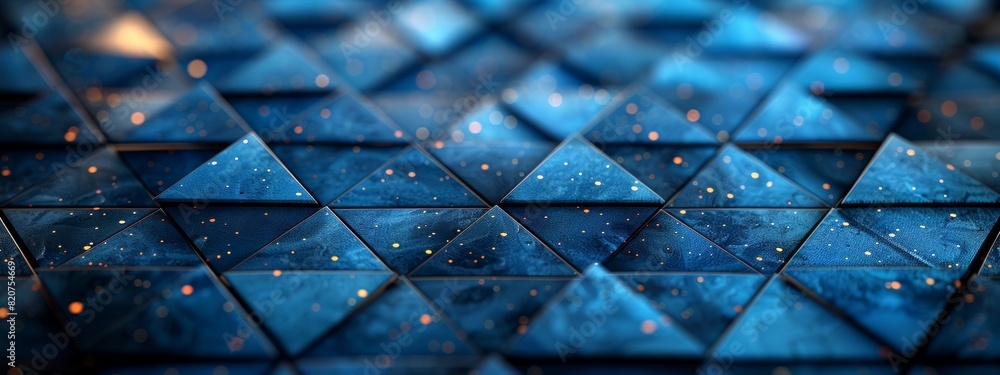 Poster abstract background created by blue triangles lined up to form a beautiful pattern.