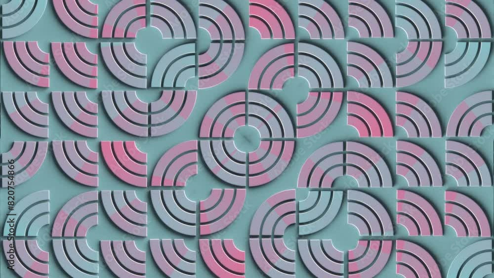 Fototapete 3d rendering loop animation of a repeating geometric pattern 4K