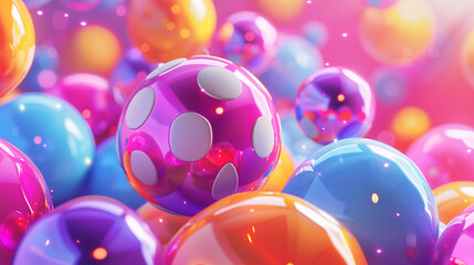 Colorful Lottery Balls With Polka Dots On Vibrant Background