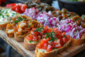 Crostini: Small toasted bread slices topped with various spreads or toppings, such as , cheese, or...