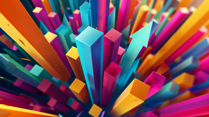 Abstract Colorful Geometric Shapes Representing Continuous Learning and Growth Concept