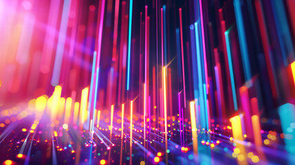 Abstract Colorful Light Streaks Representing Data Transmission in a Digital World