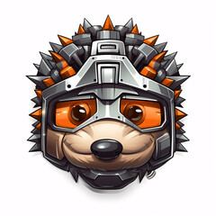 hedgehog head robot logo illustration
