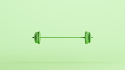 Green barbell weight weightlifting bodybuilding equipment training weight lifting mint background 3d illustration render digital rendering