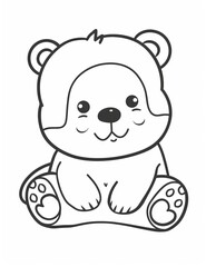 Fototapeta premium Adorable Bear Coloring Page for Kids