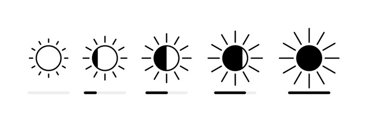 Adjust the brightness of the button. Linear style. Vector icons