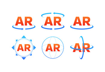 AR buttons icons set. Flat style. Vector icons