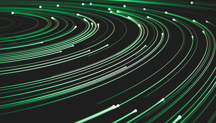 Abstract green digital technology background. Big data visualization. High speed Network connection structure. 3d render.